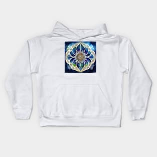 Fractal Gaya Mandala Watercolor Kids Hoodie